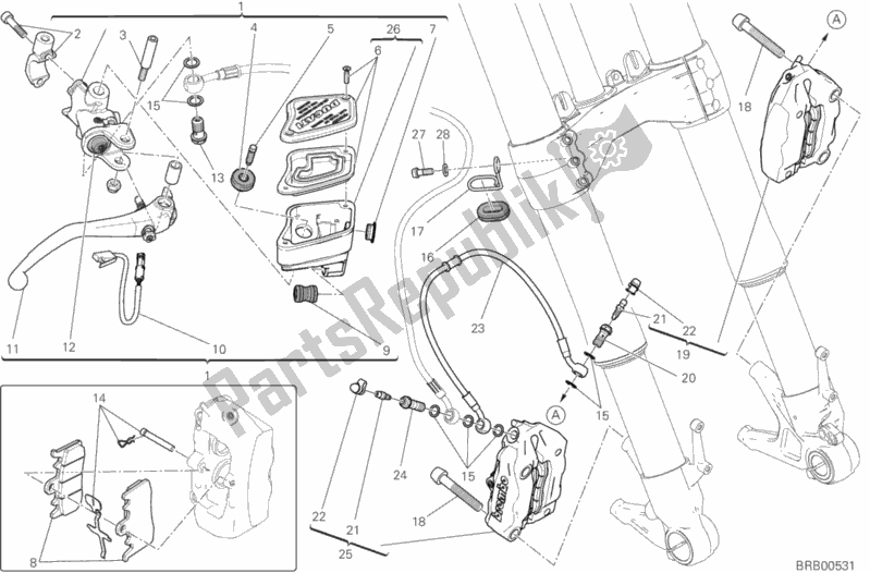 All parts for the Front Brake System of the Ducati Diavel Xdiavel Thailand 1260 2016